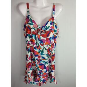 The Impeccable Pig Floral Tie  Linen Blend Romper Women MED Coastal Bohemian NWT